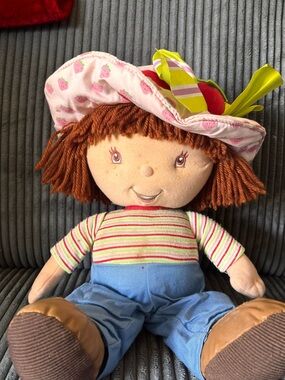 Vintage Strawberry shortcake Hat Plush Doll - Pink & Blue Soft Kids Toy